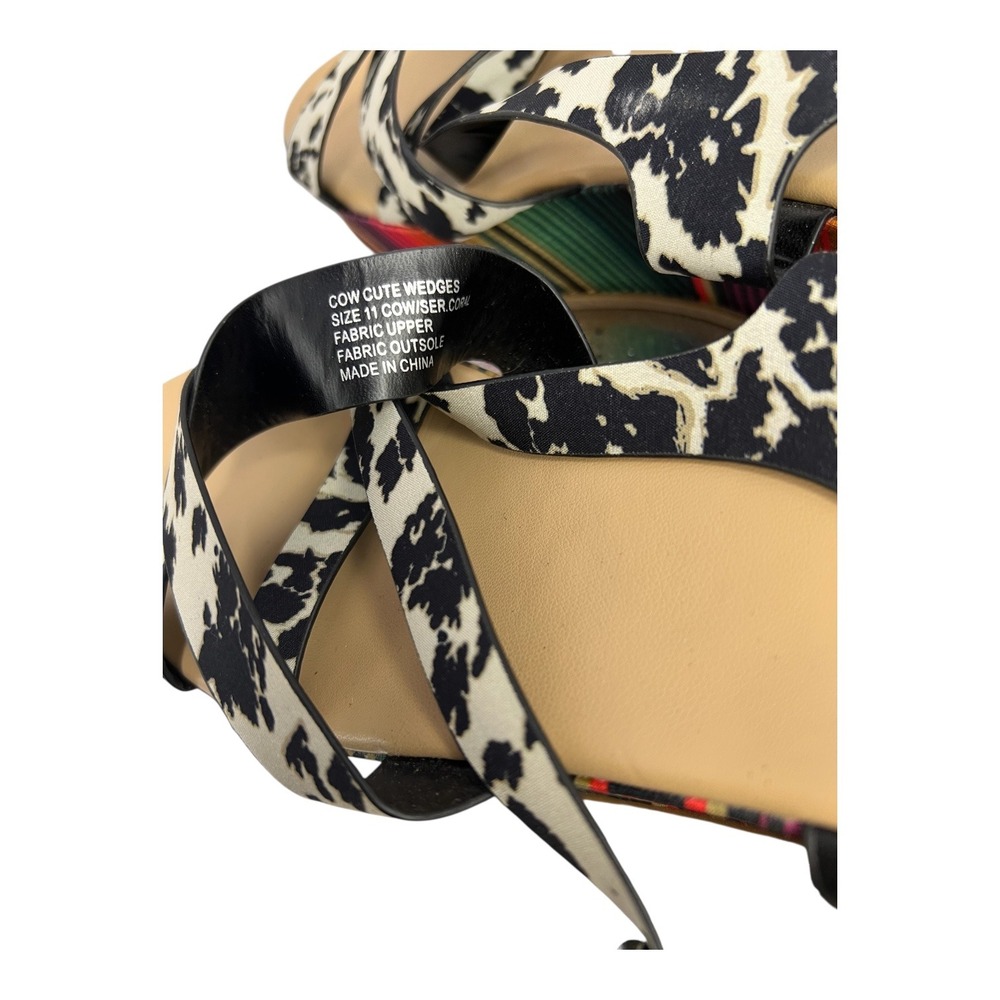 Crazy Train Womens Cow Cute Wedges Cow Print Serape Striped Platform Sandals 11 - Picture 8 of 9